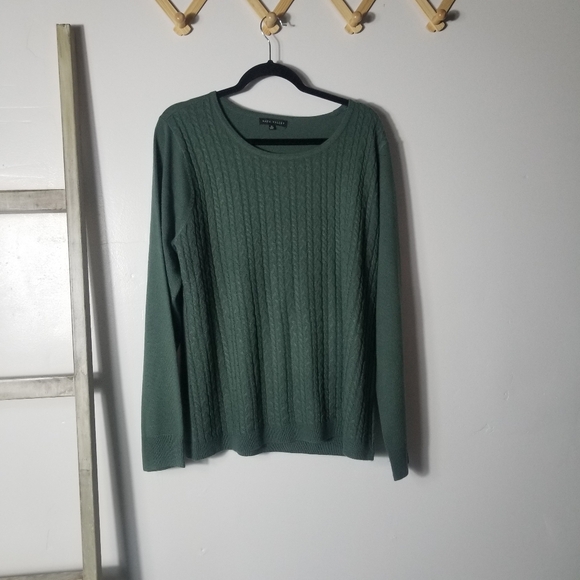 NAPA VALLEY WOMEN'S GREEN CABLE KNIT SWEATER SIZE XL - Picture 1 of 10